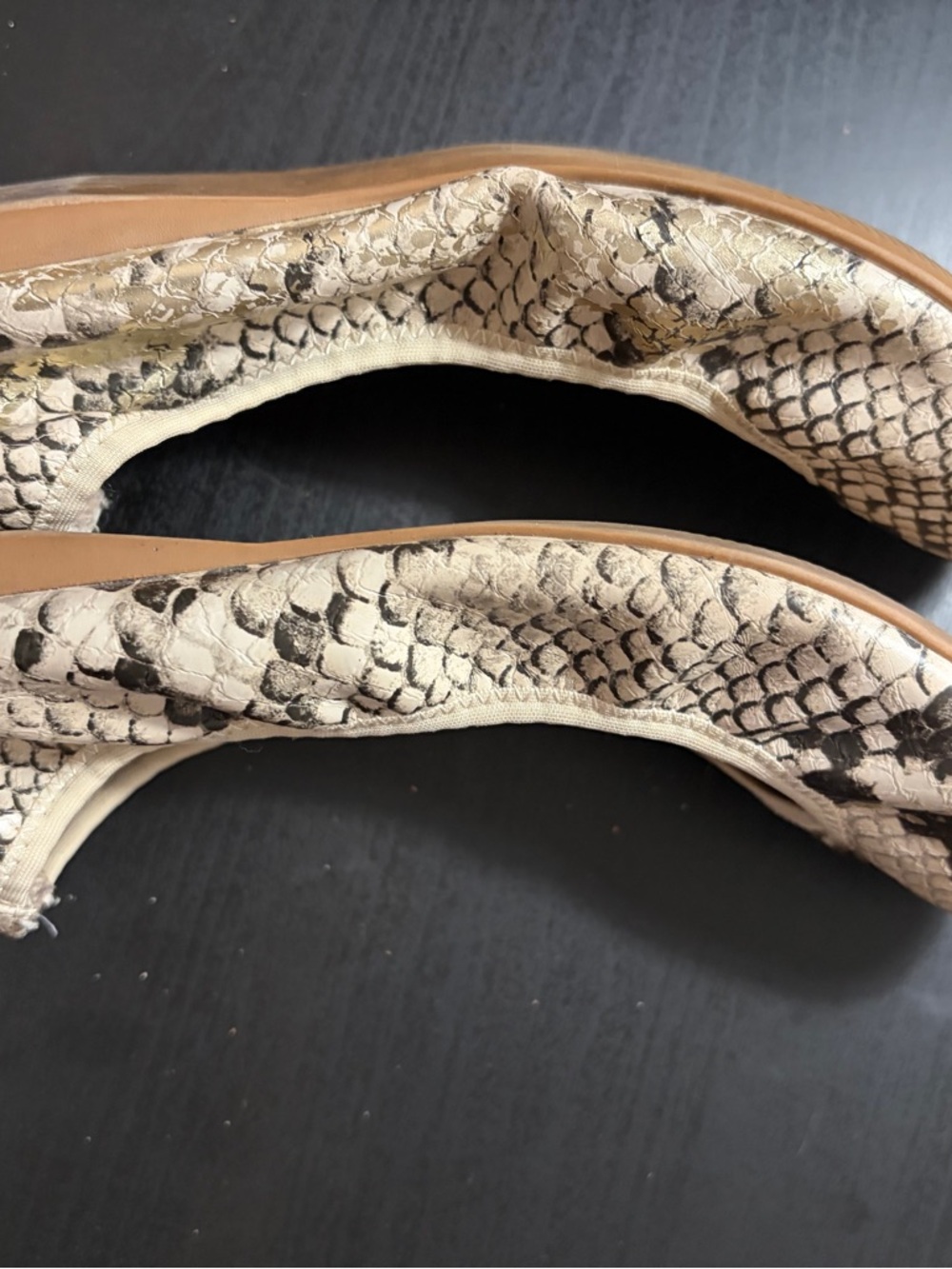 Steve Madden Beige Snake-Print Ballet Flats - Picture 5 of 9